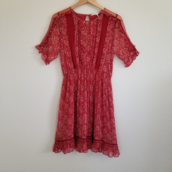 Anthropologie Dresses & Skirts - Anthropologie Floreat Red Chiffon Dress 10